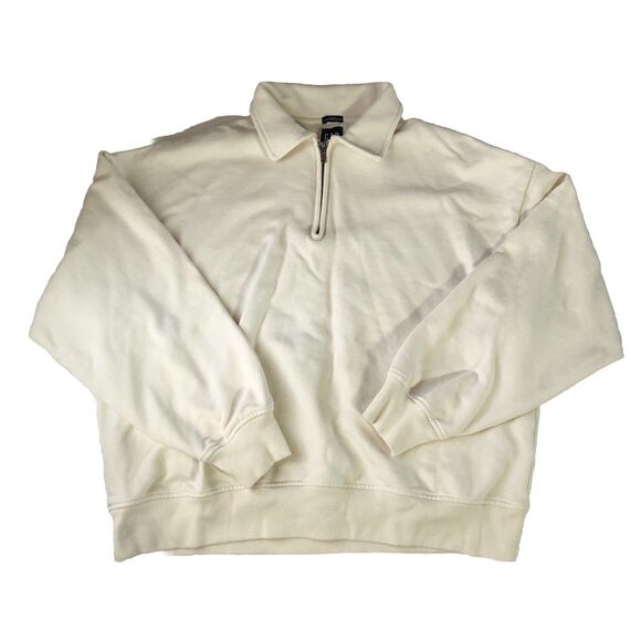 Gap Men’s 1/4  zip Ivory Frost pull over sweatshirt size large - Picture 2 of 15